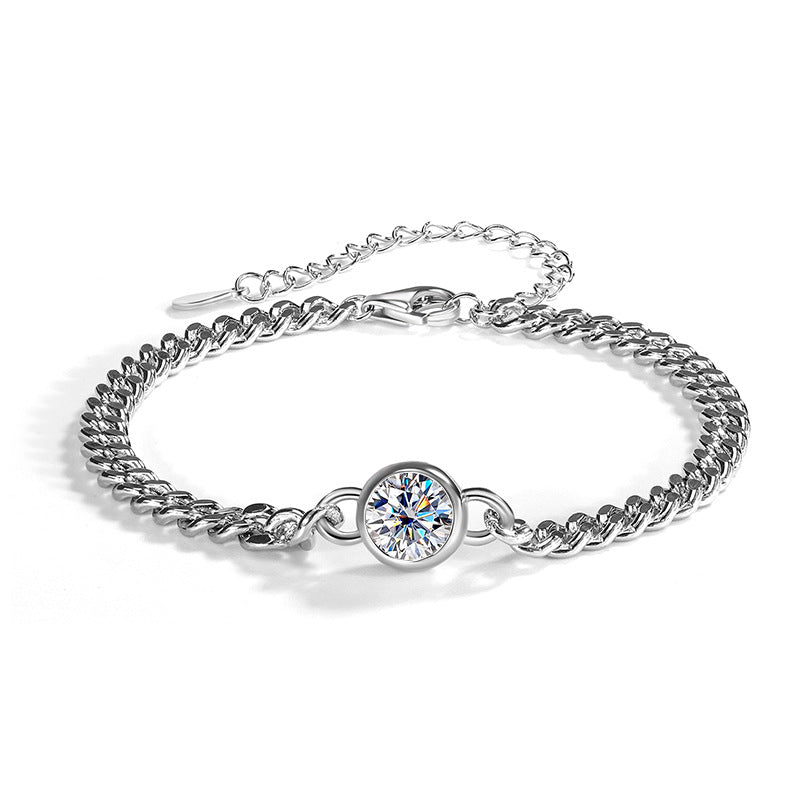 Exclusive for cross-border S925Sterling Silver Moissanite Bubble Bracelet Moissanite Light Luxury Fashion Simple Chain Factory Wholesale