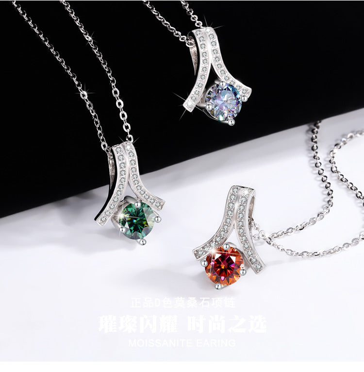 s925Sterling Silver Herringbone Necklace Silver Pendant Moissanite Necklace for Women Classic Fashion Collarbone Chain In Stock Wholesale