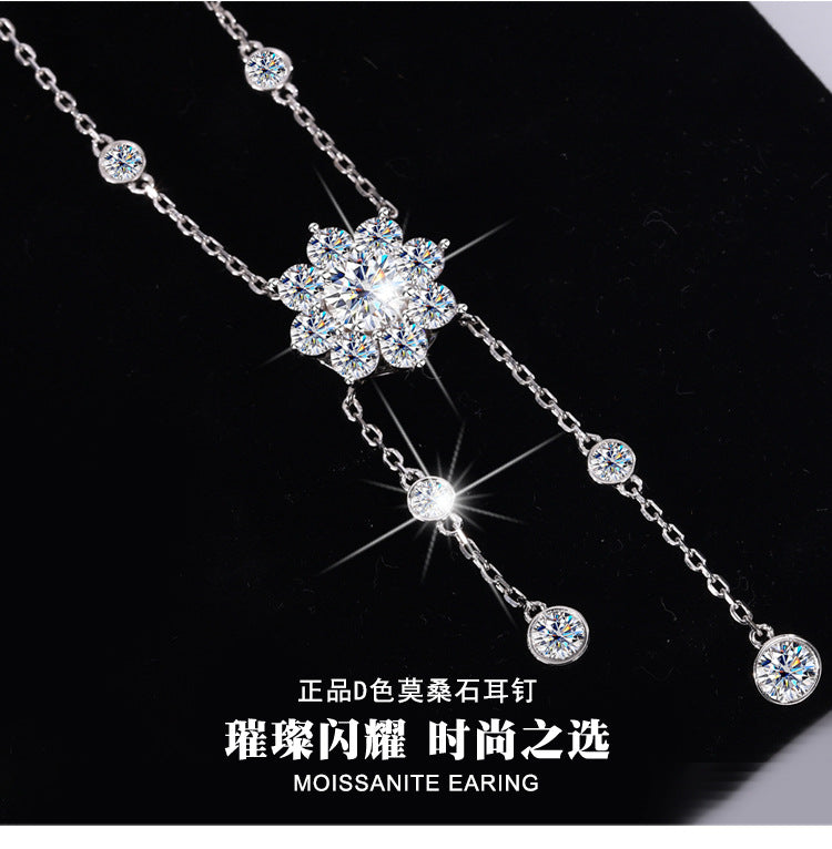 Cross-Border S925Pure Silver Tassel Bubble Rose Necklace for Women, Ultra Luxurious Design, Light Luxury Jewelry, Factory Wholesale