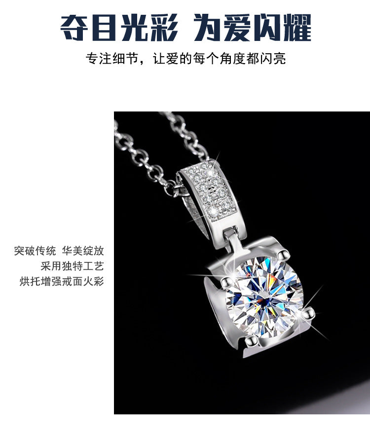 s925Sterling Silver Platinum Plated Micro Inlaid Bull Head Silver Pendant Moissanite Necklace for Women Classic Fashion Collarbone Chain Wholesale