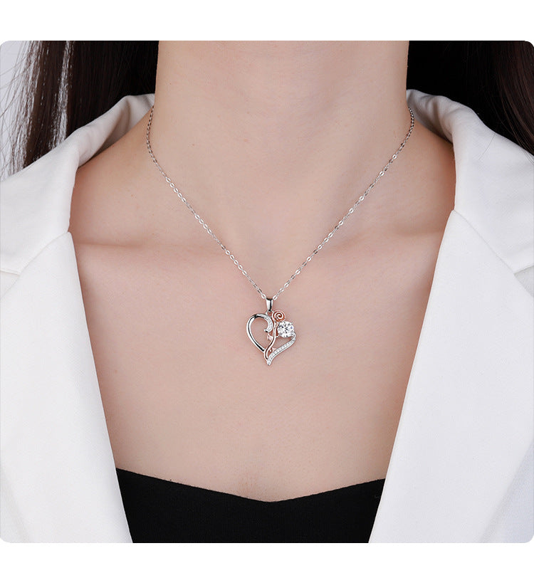 Exclusive for cross-border S925Sterling Silver Only Love You Necklace for Women Moissanite Diamond Pendant Qixi Valentine's Day Collarbone Chain