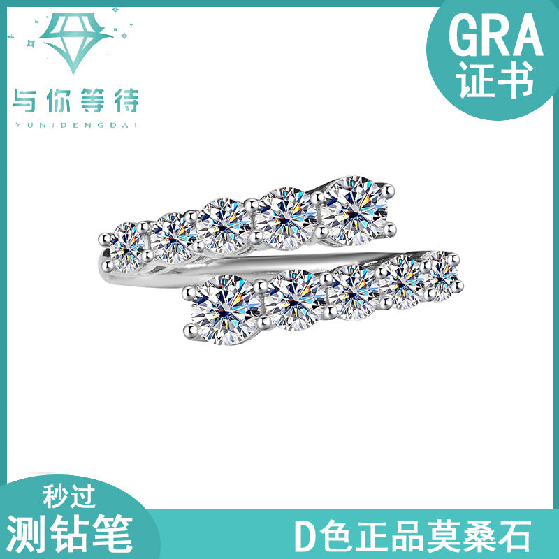 Cross-border new arrival S925Silver Moissanite Starry Sky Shining Night Ring Female fashion Exquisite ins High-end Manufacturer Direct Sale