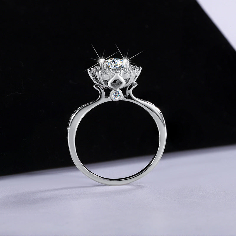 S925Silver Moissanite Galaxy Diamond Ring for Women, Platinum Plated, Proposal, Wedding, Princess, Radiant Star Diamond Ring Wholesale