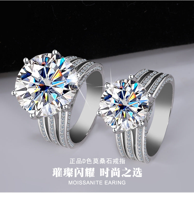 Cross-border European and American Luxury Pigeon Egg S925Silver Crescent Moon Eye Moissanite Ring High-end Ultra Sparkling Women's Ring Wholesale