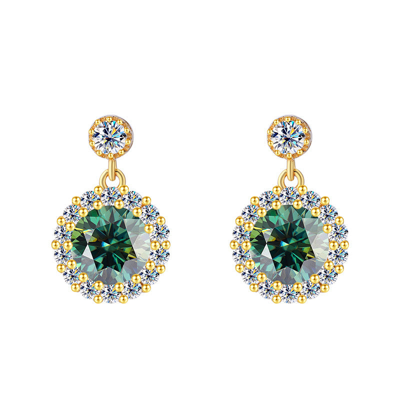Cross-Border Direct Sales S925Sterling Silver Moissanite Round Stud Earrings Simple Elegant High-end Earrings Moissanite Jewelry Wholesale