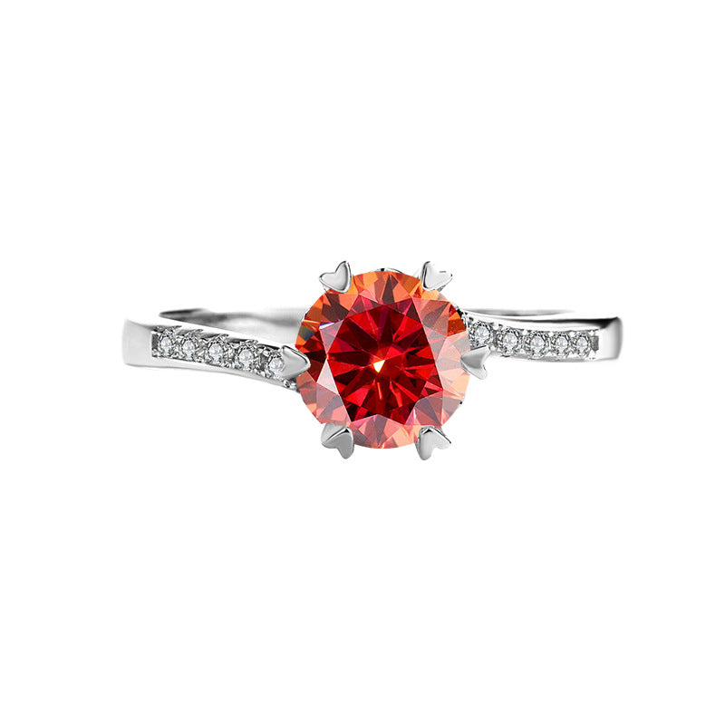 s925Sterling Silver Ring Twisted Arm Snowflake Moissanite High-end Fashion Women's Cross-border E-commerce Diamond Wholesale