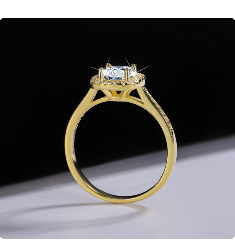 Cross-Border925Genuine Silver D Moissanite Ring for Women, Luxurious Diamond Square Bag, Couple Rings, Proposal and Wedding Diamond Ring