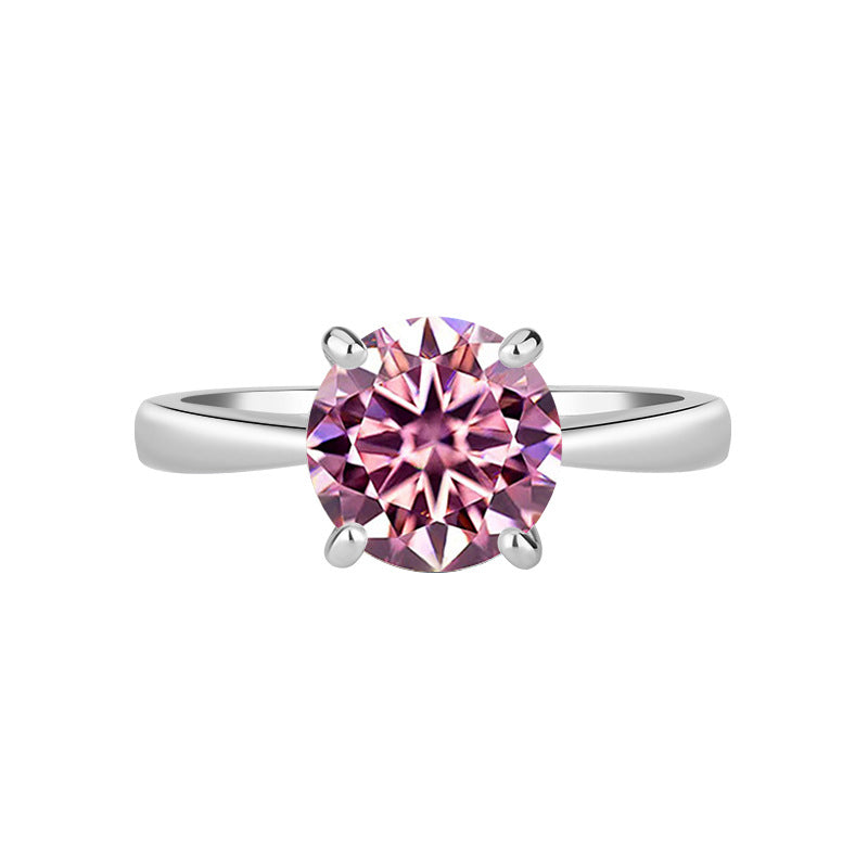 S925Sterling Silver Ring Classic Four-Prong Moissanite Ring Women's Crown Proposal Ring Wholesale