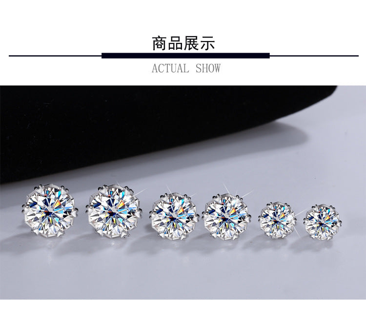 Cross-border hot selling S925Silver Genuine Moissanite Snowflake Earrings Elegant Simple Moissanite Ear Jewelry Factory Wholesale