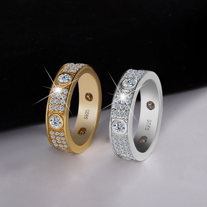 Exclusive for cross-border S925Pure Silver Moissanite Ring for Women Full Diamond Row Ring Full Moissanite High-end Exquisite Women's Ring Wholesale