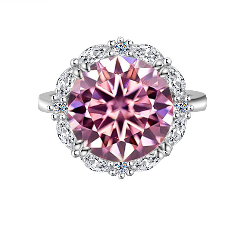 Cross-Border925Women's Sterling Silver Ring5Carat Luxury Beloved Moissanite Ultra Sparkling Ring Fashion High-end Factory Wholesale