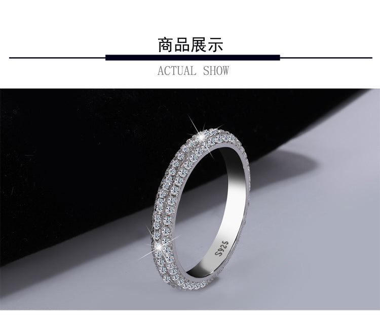 Cross-border hot sale S925Sterling Silver Moissanite Full Diamond Ring Fashionable Elegant Women's Ring Non-Fading Factory Wholesale