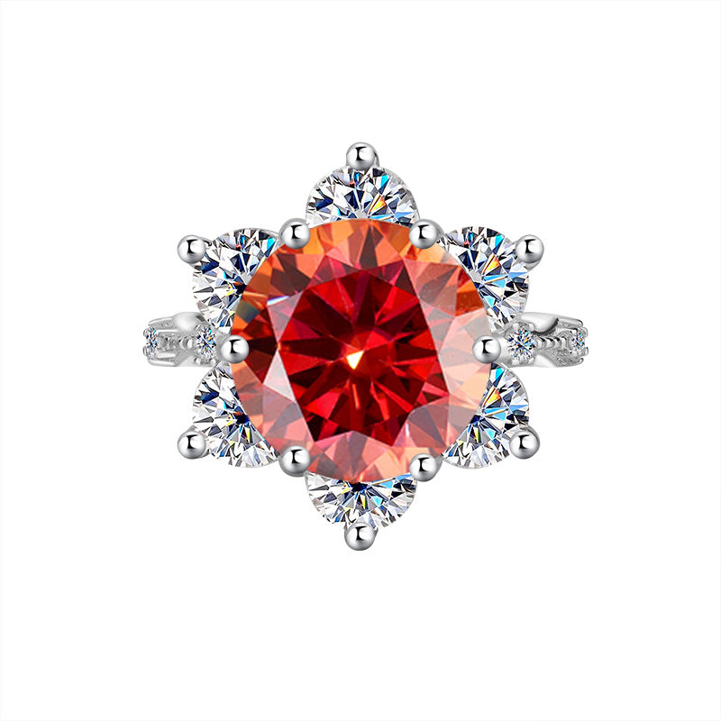 A4   S925Sterling Silver Ring Moissanite5Carat Crown Women's Ring Super Sparkling Pigeon Egg Wedding Ring Wholesale
