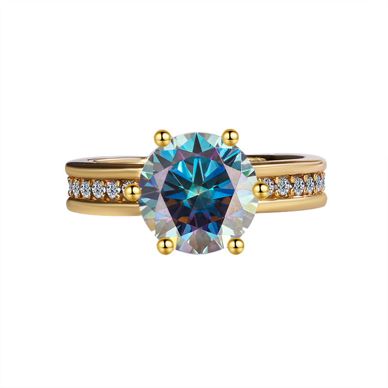Factory Hot Sale S925Silver Moissanite High Crown Queen Women's Ring Gold Plated Diamond Imitation Proposal Wedding Diamond Ring