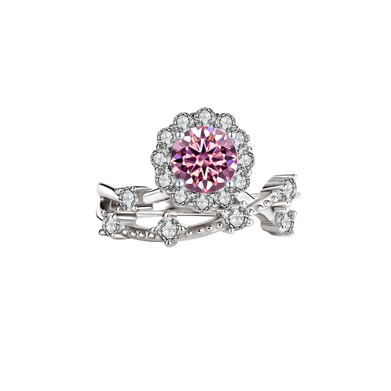 Radiant as a Star1Clamoissanite Ring for Women, Pure Silver, White Gold, Niche Design, Simulated Diamond, Wedding Diamond Ring