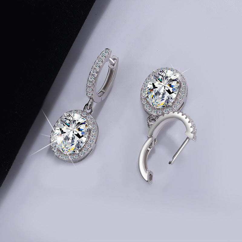 Moissanite S925Sterling Silver Classic Egg-Shaped Earrings Irregular Moissanite Stud Earrings Women Fashion High-End Ear Jewelry Wholesale