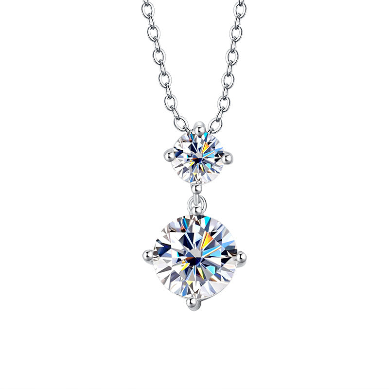 Cross-border Wholesale Direct Sales S925Sterling Silver Moissanite Gourd Necklace for Women Fashion Simple Pendant High-end Clavicle Chain