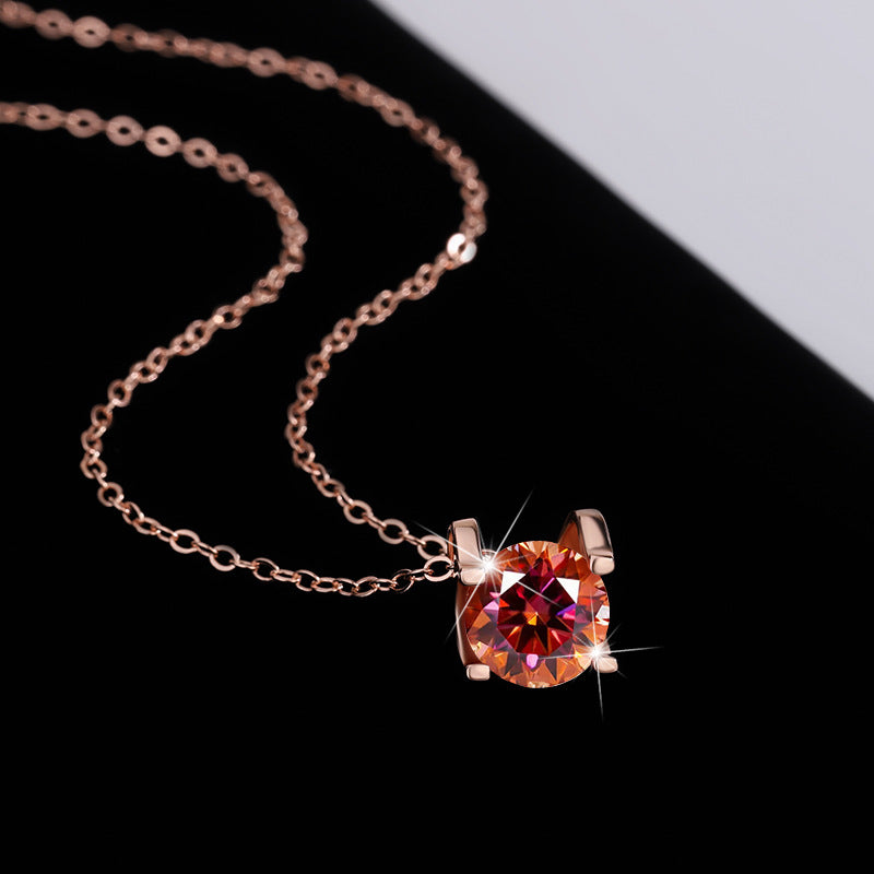 s925Sterling Silver Colorful Moissanite Diamond Bull Head Necklace for Women Classic Pendant Women's Fashion Hot Sale Clavicle Chain Wholesale