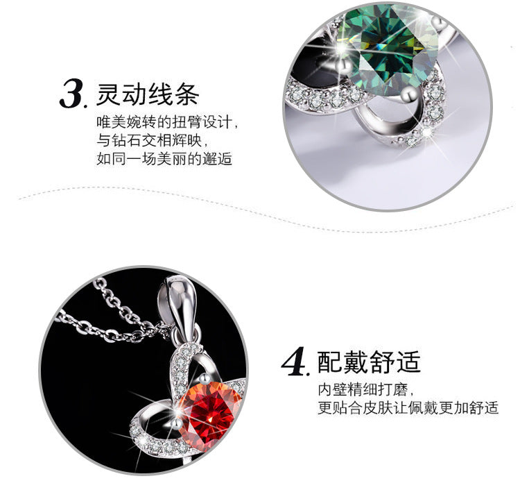 s925Pure Silver Niche Light Luxury Lucky Clover Silver Pendant Moissanite Necklace for Women Classic Fashion Collarbone Chain Wholesale