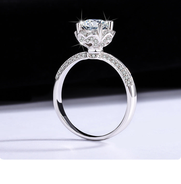 925Pure Moissanite Silver Moissanite Diamond Handheld Flower Women's Ring Rose Fashion Classic Jewelry Manufacturer Wholesale