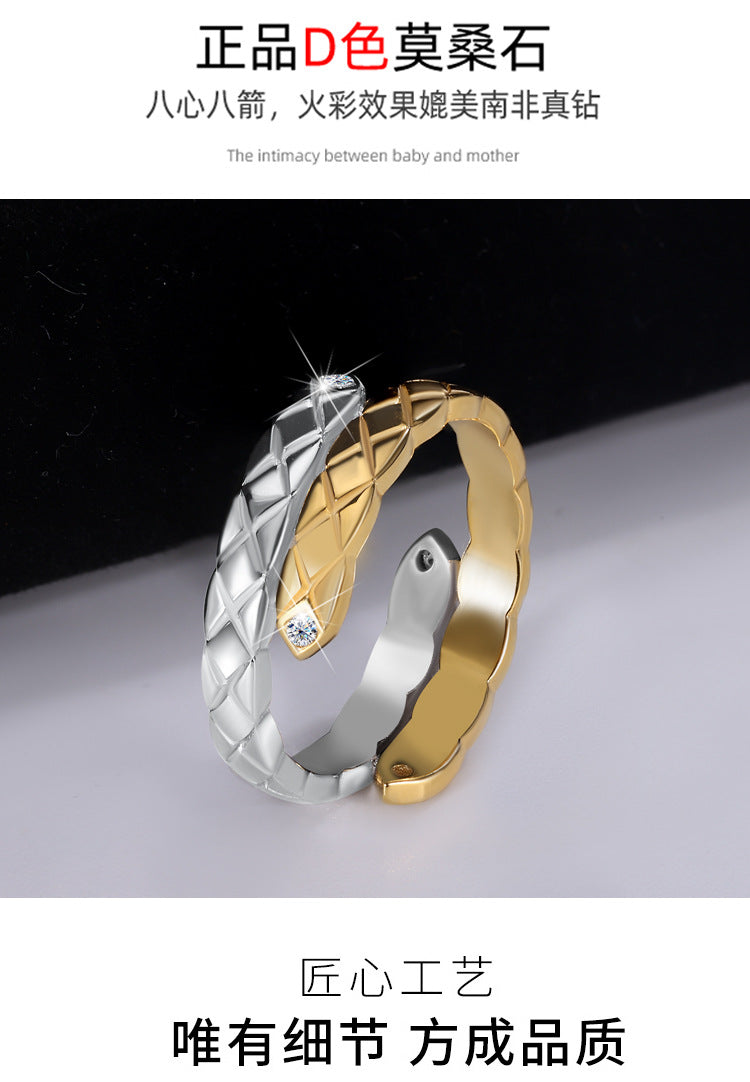 Cross-border new arrival S925Sterling Silver Cross Diamond Inlaid Moissanite Ring Double Layer with Diamonds Couple Rings Factory Wholesale
