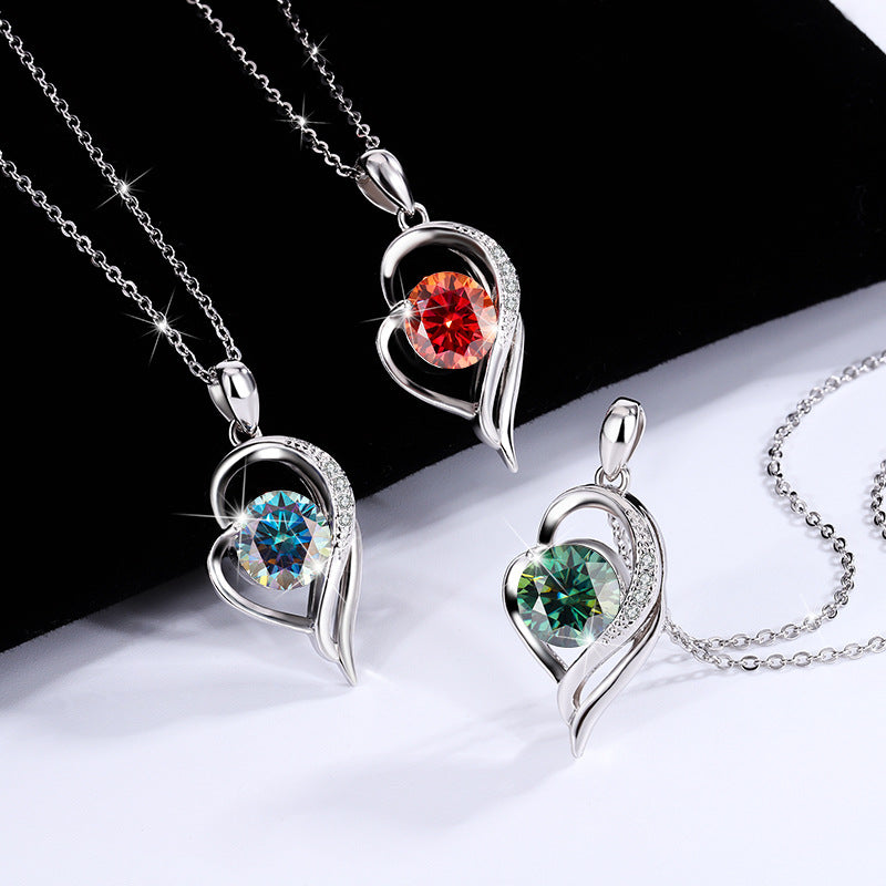 925Sterling Silver VVS1Level Moissanite Diamond Love You Forever One Carat Diamond Necklace Light Luxury Versatile Collarbone Chain