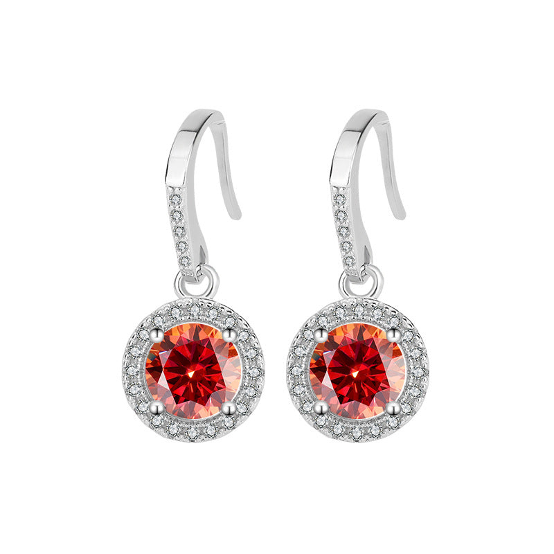 Cross-Border S925Silver Moissanite Luxury Round Stone Silver Ear Hook Source Factory Accessories Jewelry Wholesale Live Handmade
