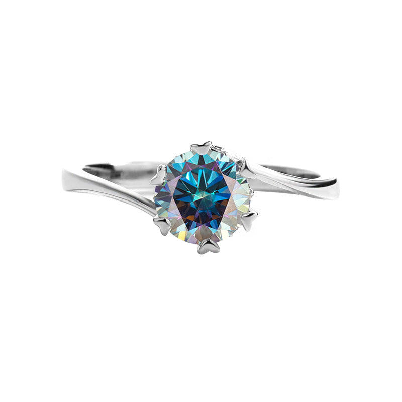 s925Sterling Silver Moissanite Ring Twisted Arm Snowflake Ring Six-Prong Classic Crown Moissanite Women's Ring Factory Direct Sale