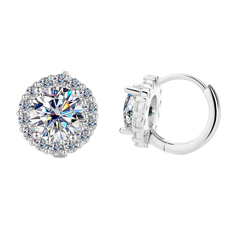 Best seller in europe and america S925Silver Moissanite Sunflower Earrings Simple Fashion Earrings Moissanite Diamond Earrings Factory Wholesale