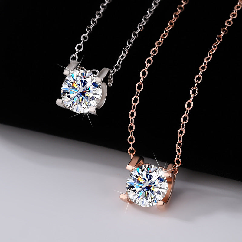 s925Pure Silver Bull Head Necklace Silver Pendant Moissanite Necklace for Women Classic Fashion Collarbone Chain In Stock Wholesale