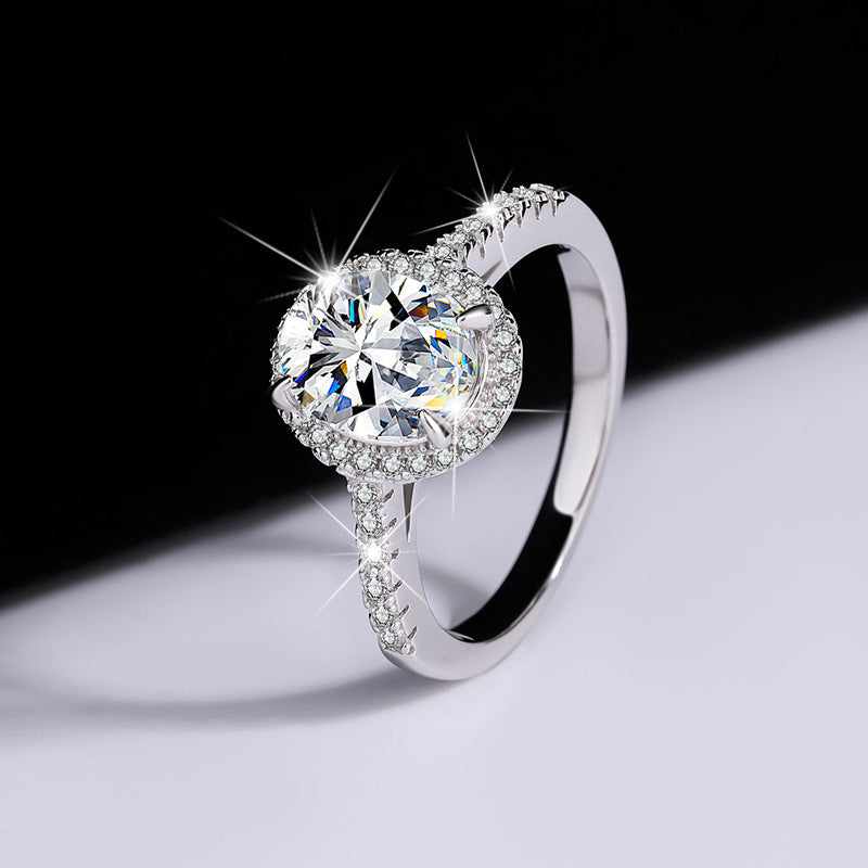 925Pure Silver Genuine Moissanite Diamond Ring2Carat Couple Rings Wedding Proposal Birthday Gift Rings for Girlfriend