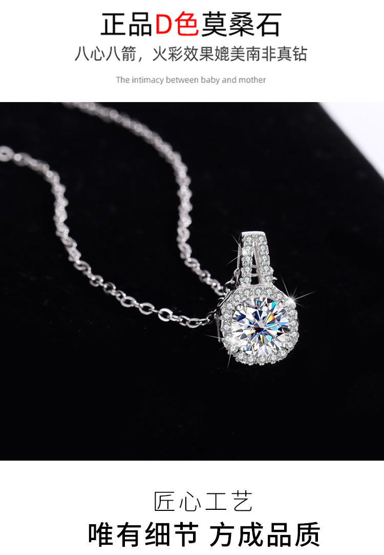 s925Sterling Silver1Clamoissanite Pendant Necklace Silver Pendant Women's Style T Home Square Diamond Pendant Jewelry Live Wholesale