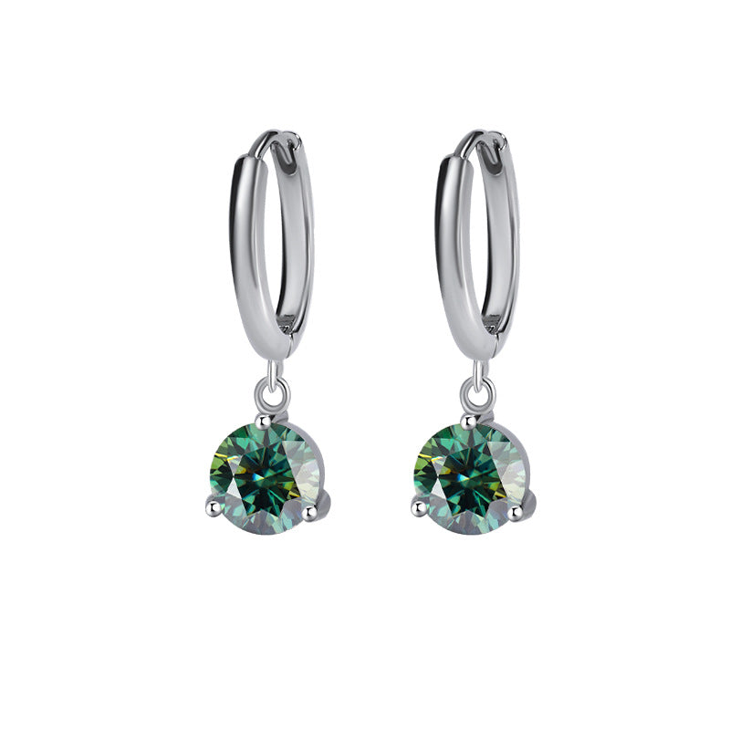 Europe and america cross border S925Sterling Silver Three-Prong Earrings Moissanite Ear Jewelry Classic Simple Hoop Moissanite Stud Earrings Wholesale
