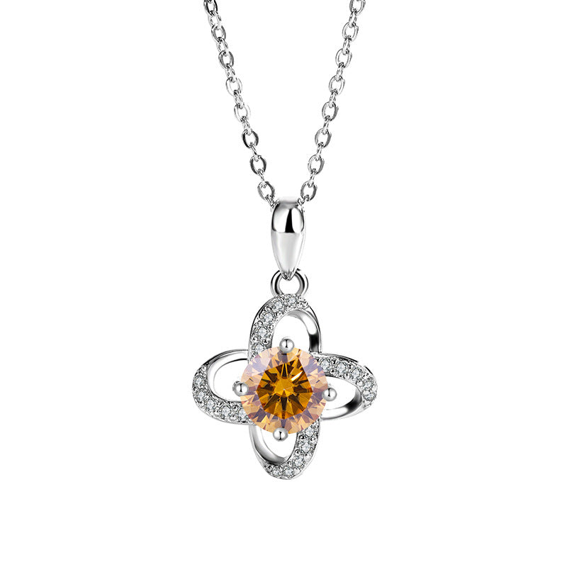 s925Pure Silver Niche Light Luxury Lucky Clover Silver Pendant Moissanite Necklace for Women Classic Fashion Collarbone Chain Wholesale