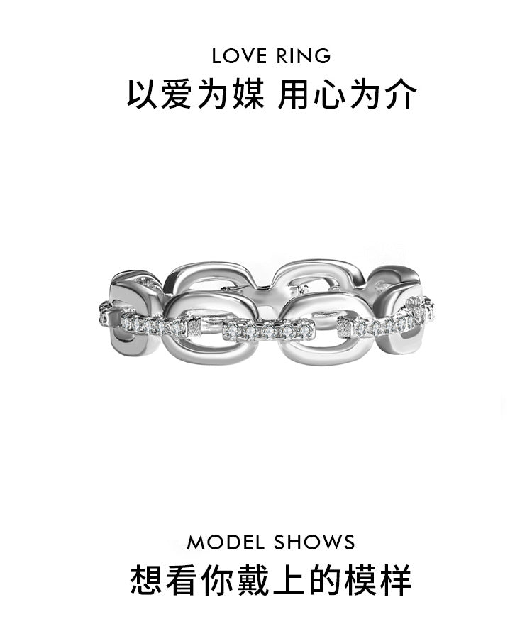 Cross-Border Europe and America s925Sterling Silver Moissanite Ring for Women, Diamond-Studded Index Finger Ring, Elegant Internet Celebrity Style ins Wholesale Silver Rings
