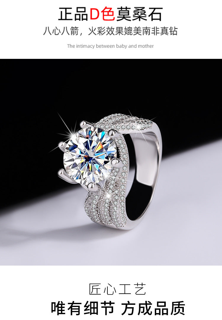 #501   925Pure Silver Genuine Moissanite Diamond Ring5Kara III Love Story Wedding Proposal Birthday Gift Ring for Girlfriend