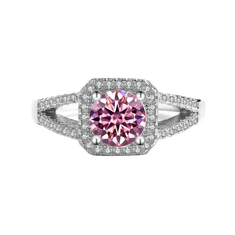 S925Sterling Silver Ring Double Row Square Moissanite Ring Proposal Wedding Women's Diamond Ring Manufacturer Wholesale Genuine Diamond Direct Sale