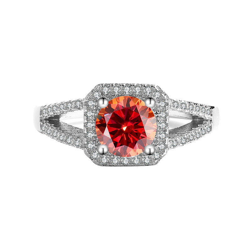 S925Sterling Silver Ring Double Row Square Moissanite Ring Proposal Wedding Women's Diamond Ring Manufacturer Wholesale Genuine Diamond Direct Sale