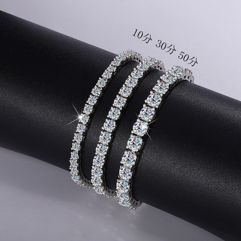 Cross-border hot sale S925Sterling Silver Moissanite Tennis Bracelet New Model Unisex Bracelet Moissanite Factory In Stock Wholesale