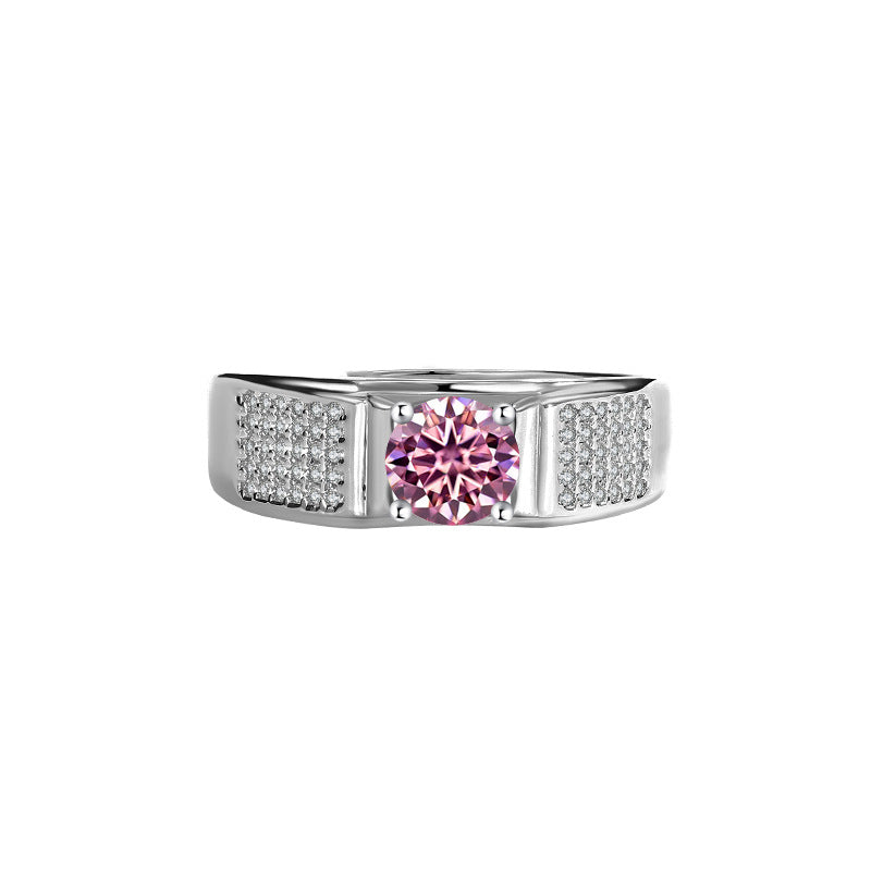Authentic D Moissanite Starry Sky Men's Ring Pure Silver Platinum Plated One Carat Moissanite Men's Ring Manufacturer Wholesale