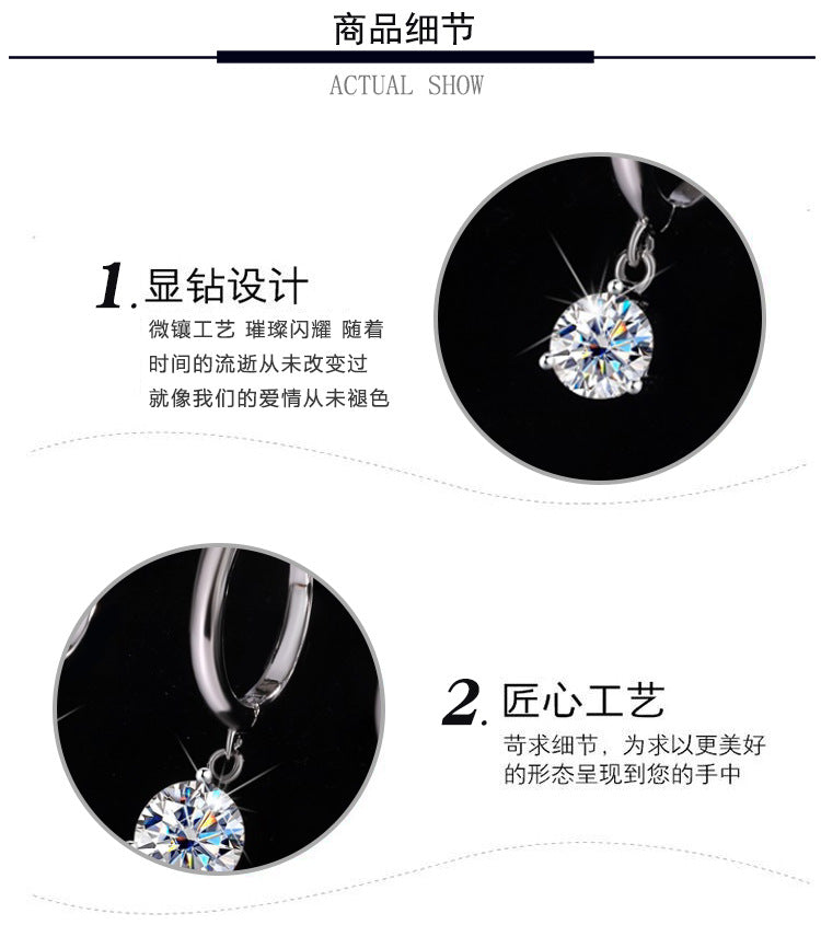Europe and america cross border S925Sterling Silver Three-Prong Earrings Moissanite Ear Jewelry Classic Simple Hoop Moissanite Stud Earrings Wholesale