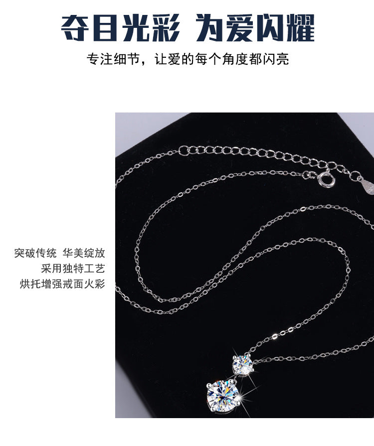 Cross-border Wholesale Direct Sales S925Sterling Silver Moissanite Gourd Necklace for Women Fashion Simple Pendant High-end Clavicle Chain