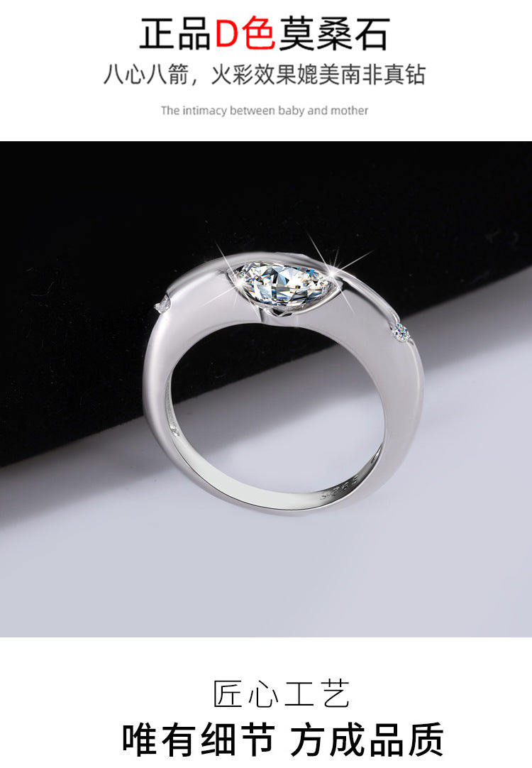 Cross-border hot selling S925Sterling Silver Moissanite Sparkling Planet Surrounding Rotating High-end Women's Ring Factory Wholesale