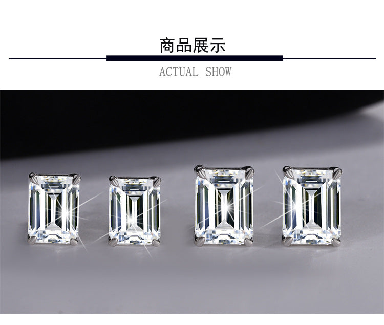 Cross-border hot selling S925Sterling Silver Earrings for Women Simple Elegant Earrings Irregular Moissanite Cut Moissanite Stud Earrings