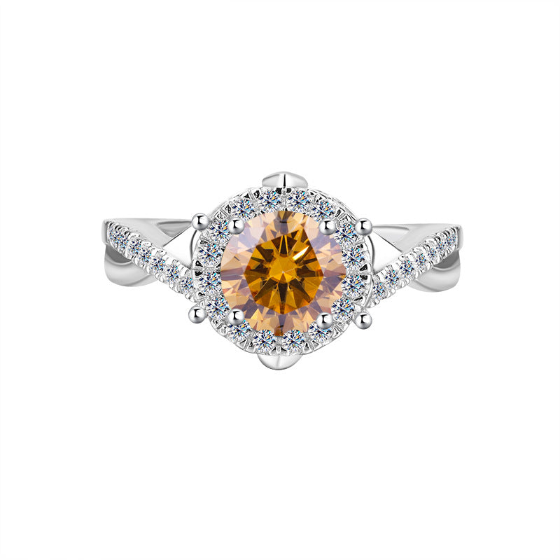 Europe and America Cross Border Hot Sale S925Pure Silver Royal Estate Moissanite Heavy Craft Luxurious Setting Women's Ring High-end Diamond Ring Wholesale