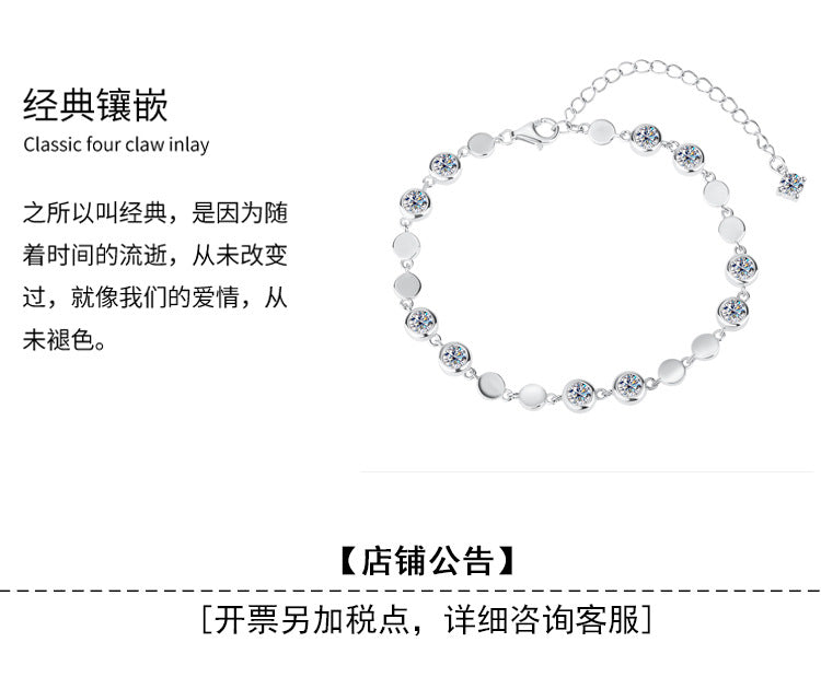 Cross-Border S925Pure Silver Sparkling Moissanite Bracelet High Fashion Exquisite Moissanite Jewelry Factory Wholesale
