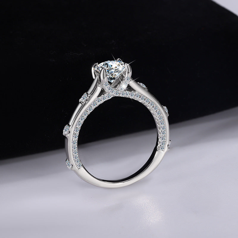 Exclusive for cross-border S925Pure Silver Moissanite Sun Never Sets Women's Diamond Ring Fashion Light Luxury Style Women's Wedding Ring Wholesale