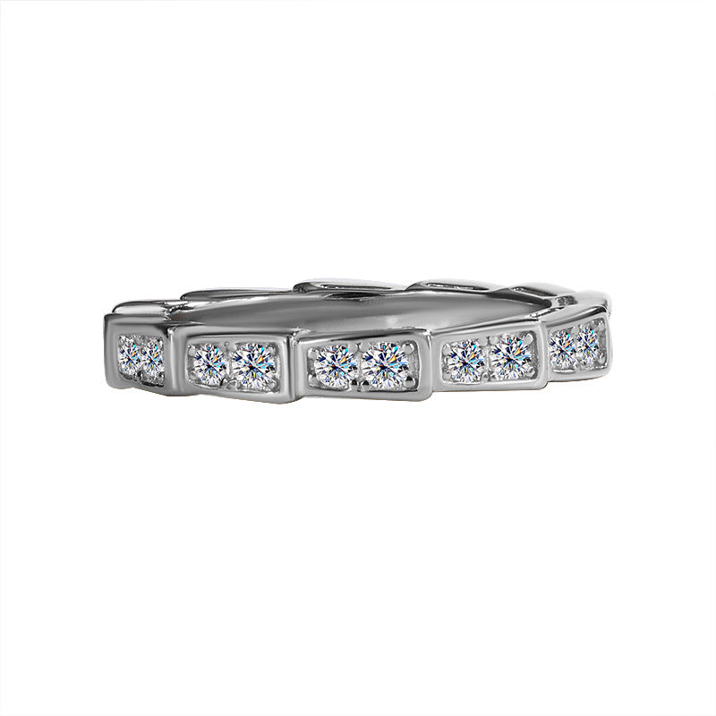Cross-Border S925Pure Silver Korean Style Snake Ring High Micro Inlaid Full Diamond Fashion Versatile Unisex Ring Factory Wholesale