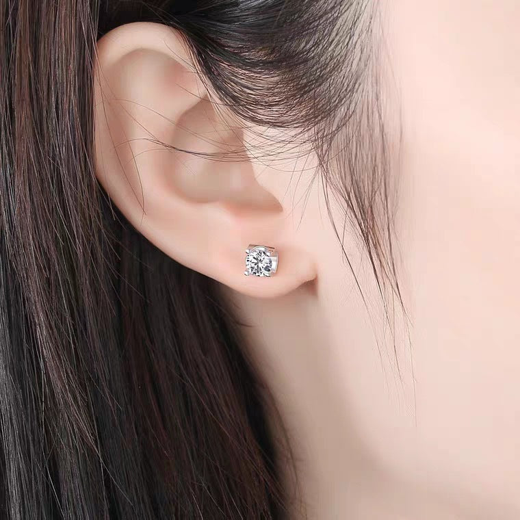 s925Genuine Moissanite Bull Head Earrings1Carat Temperament Simple Moissanite Gift Earrings Live Streaming Source