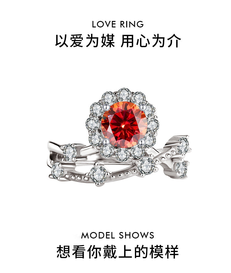Radiant as a Star1Clamoissanite Ring for Women, Pure Silver, White Gold, Niche Design, Simulated Diamond, Wedding Diamond Ring